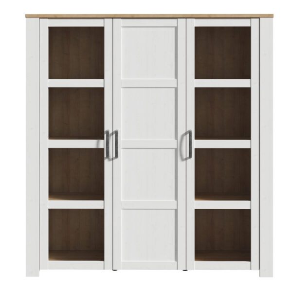 Bruma Large Display Cabinet inc. 4x LED Lights in Riviera Oak/White