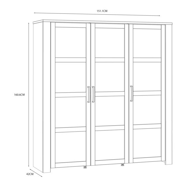 Bruma Large Display Cabinet inc. 4x LED Lights in Riviera Oak/White | Assembly Required