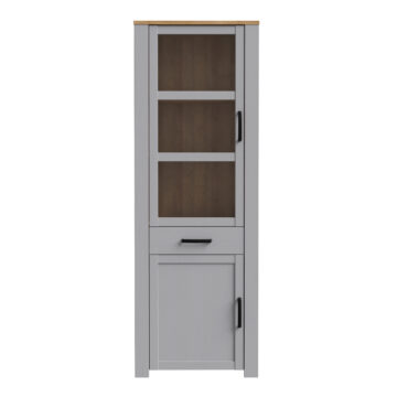 Bruma Narrow Display Cabinet inc. 2x LED Lights in Riviera Oak/Grey Oak