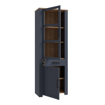 Bruma Narrow Display Cabinet inc. 2x LED Lights in Riviera Oak/Navy