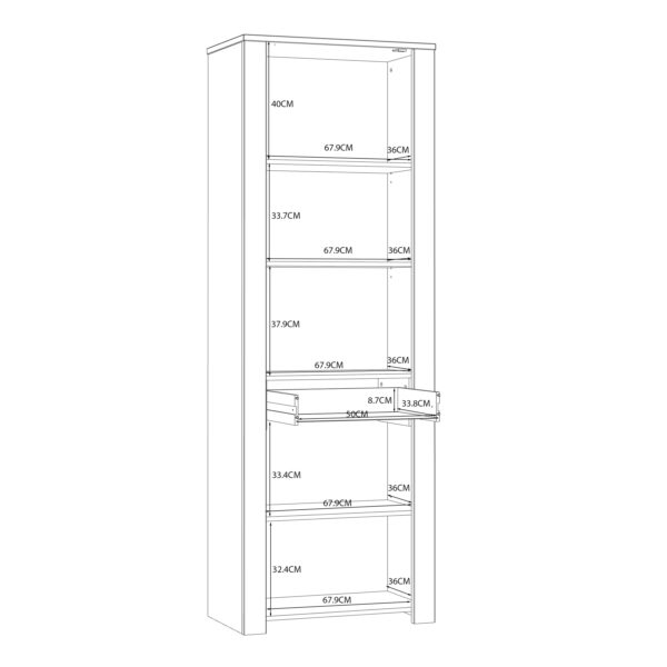 Bruma Narrow Display Cabinet inc. 2x LED Lights in Riviera Oak/Navy | Assembly Required