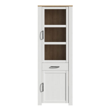 Bruma Narrow Display Cabinet inc. 2x LED Lights in Riviera Oak/White