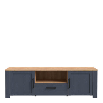Bruma TV Unit Inc. LED Light in Riviera Oak/Navy
