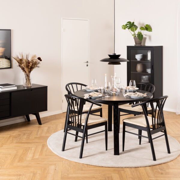 Cassandra Dining Chair with Armrest in Black Set of 2 | Assembly Required