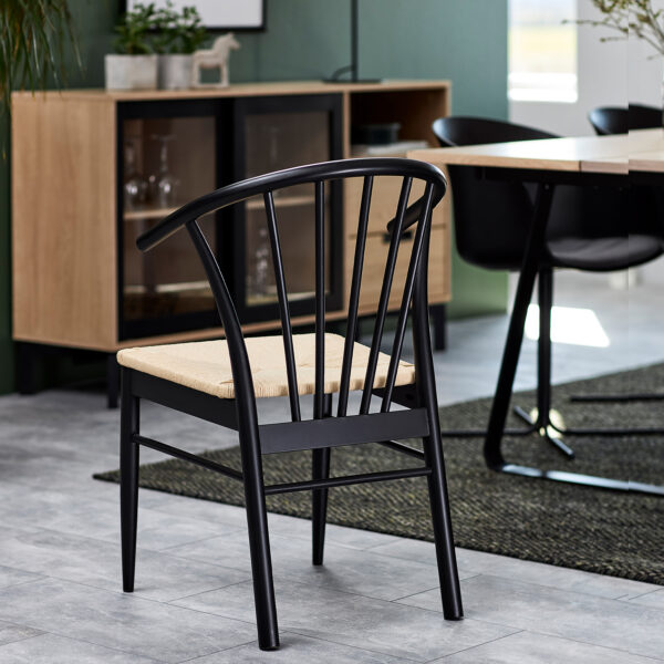 Cassandra Dining Chair with Armrest in Black Set of 2 | Assembly Required