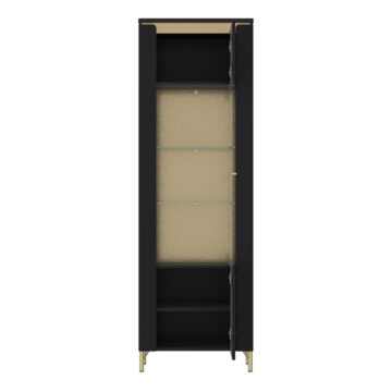 Talos Vitrin 1 Door in Black Matt/Gold
