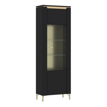 Talos Vitrin 1 Door in Black Matt/Gold