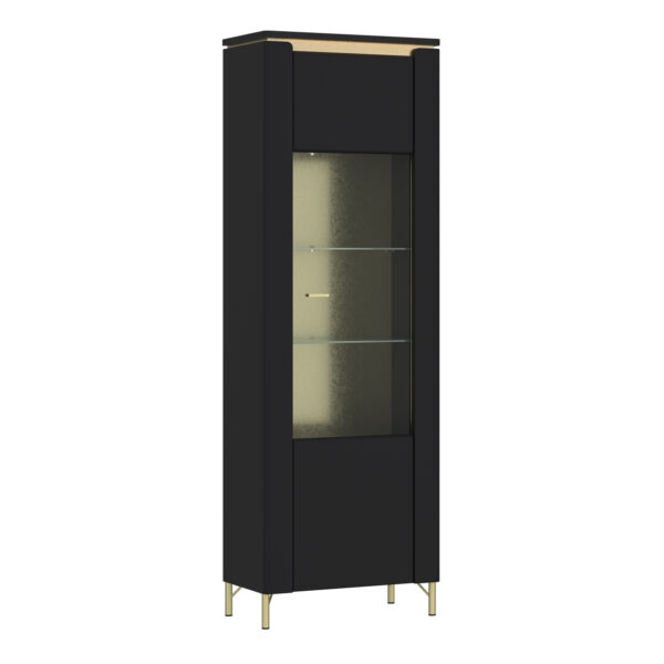 Talos Vitrin 1 Door in Black Matt/Gold