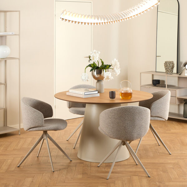 Ella Swivel Beige Dining Chair | Assembly Required