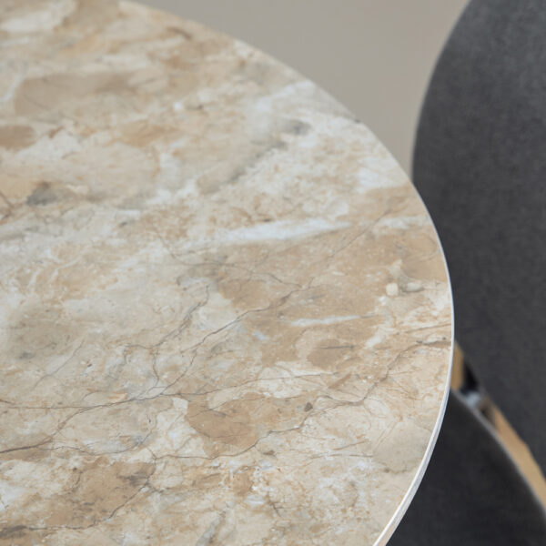 Malta Ceramic Round Dining Table Brown/Black 90x75 cm | Assembly Required