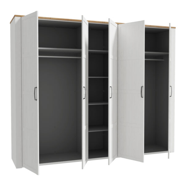 Ridge 5 Door Wardrobe in Riviera Oak/White | Assembly Required