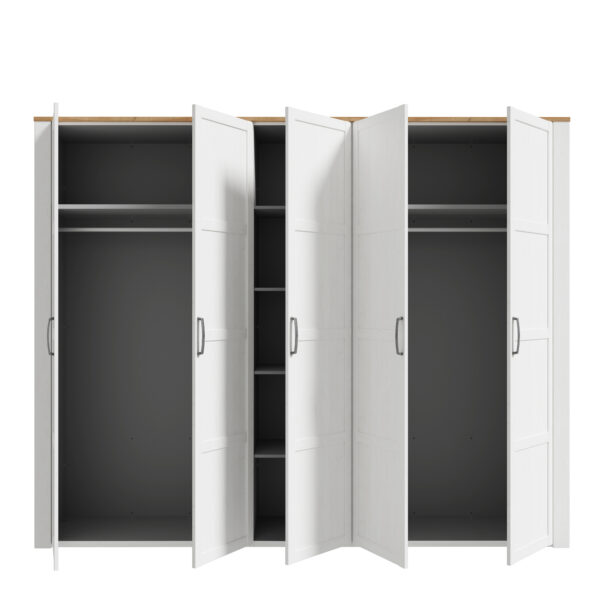 Ridge 5 Door Wardrobe in Riviera Oak/White | Assembly Required