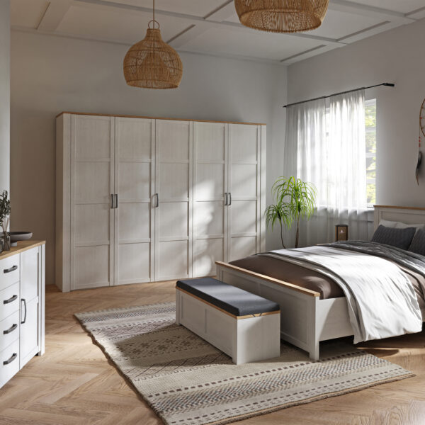 Ridge 5 Door Wardrobe in Riviera Oak/White | Assembly Required