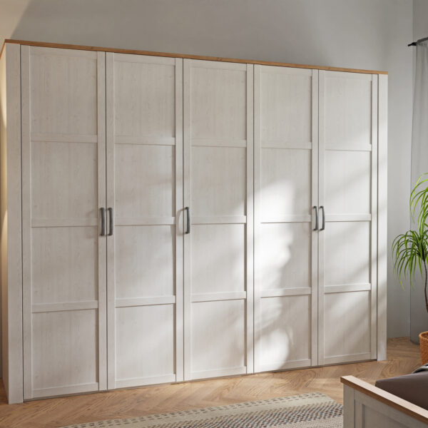 Ridge 5 Door Wardrobe in Riviera Oak/White | Assembly Required
