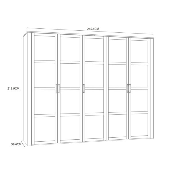 Ridge 5 Door Wardrobe in Riviera Oak/White | Assembly Required