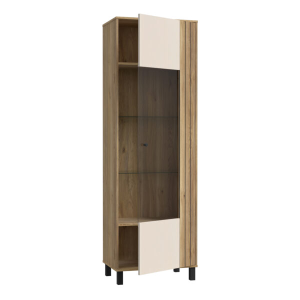Vista Glass Door Display Cabinet in Cream and Oak | Assembly Required