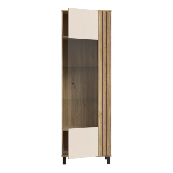 Vista Glass Door Display Cabinet in Cream and Oak | Assembly Required