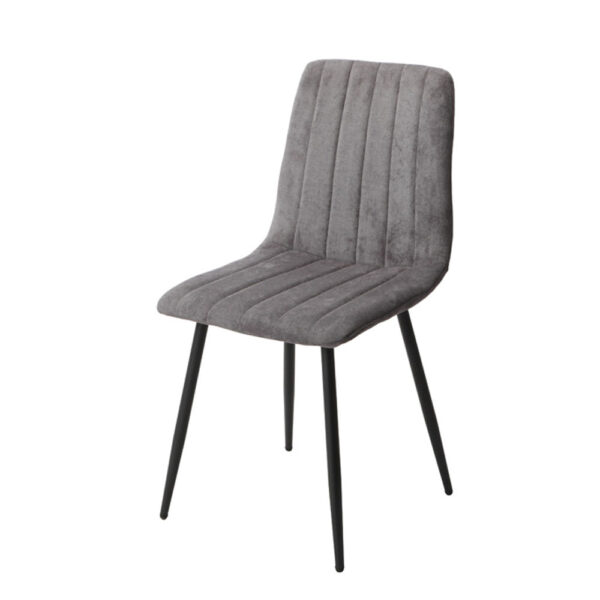 Dalvik Straight Stitch Grey Dining Chair, Black Tapered Legs (Pair) | Assembly Required