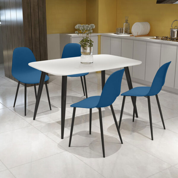 Dalvik Curve Chair, Blue Plastic Seat With Black Metal Legs (Pair) | Assembly Required