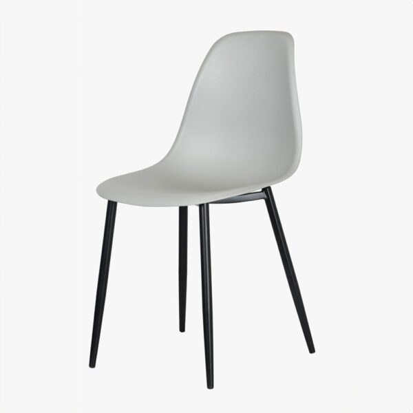 Dalvik Curve Chair, Light Grey Plastic Seat With Black Metal Legs (Pair) | Assembly Required