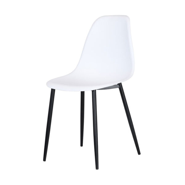 Dalvik Curve Chair, White Plastic Seat With Black Metal Legs (Pair) | Assembly Required