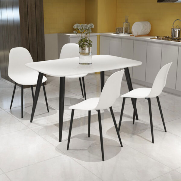 Dalvik Curve Chair, White Plastic Seat With Black Metal Legs (Pair) | Assembly Required