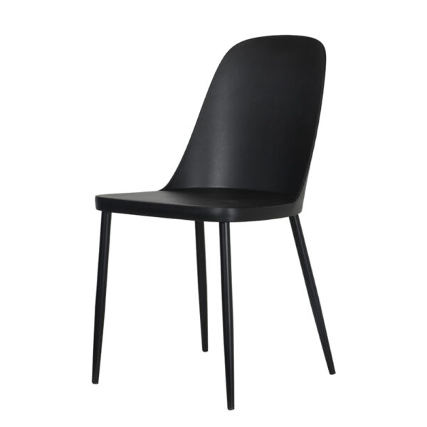 Dalvik Duo Chair, Black Plastic Seat With Black Metal Legs (Pair) | Assembly Required
