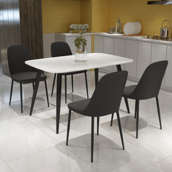 Dalvik Duo Chair, Black Plastic Seat With Black Metal Legs (Pair) | Assembly Required
