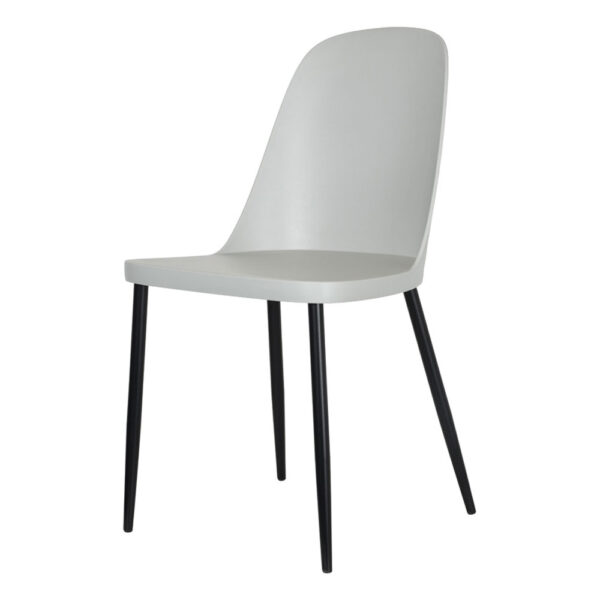 Dalvik Duo Chair, Light Grey Plastic Seat With Black Metal Legs (Pair) | Assembly Required