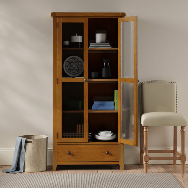 Easton Oak Display Cabinet | Fully Assembled