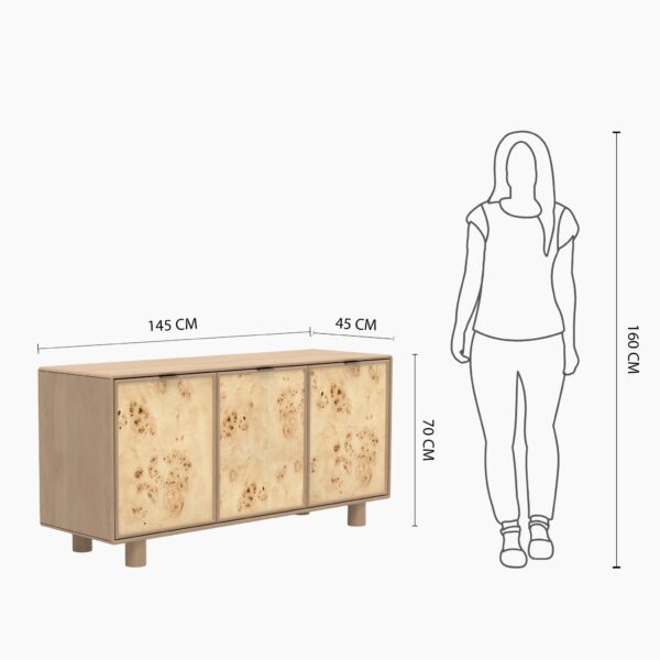 Metro Burl Three Door Cabinet | Assembly Required