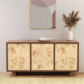 Metro Burl Three Door Cabinet