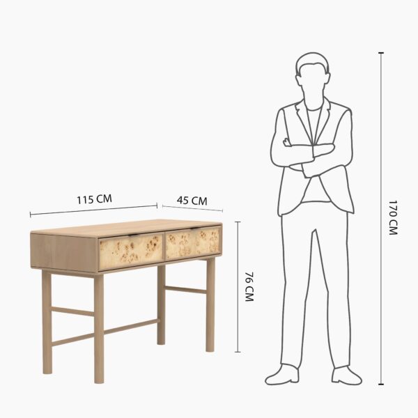 Metro Burl Two Drawer Console Table | Assembly Required