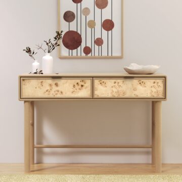 Metro Burl Two Drawer Console Table