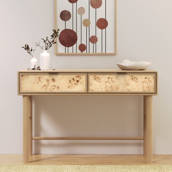 Metro Burl Two Drawer Console Table