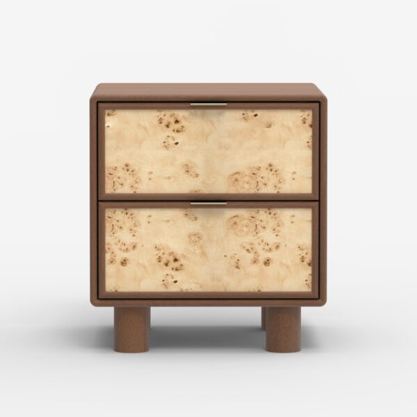 Metro Burl Two Drawer Side Table | Assembly Required