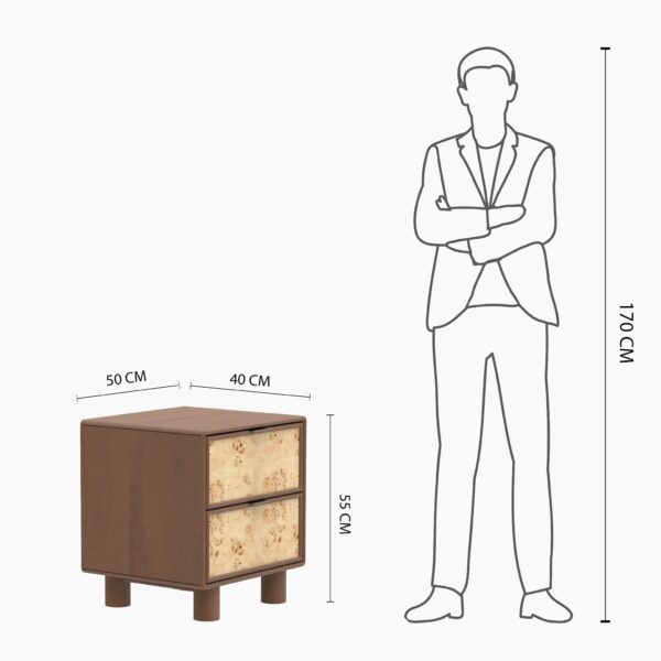 Metro Burl Two Drawer Side Table | Assembly Required