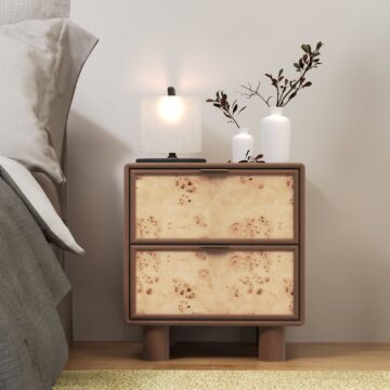 Metro Burl Two Drawer Side Table