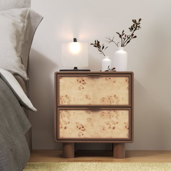 Metro Burl Two Drawer Side Table