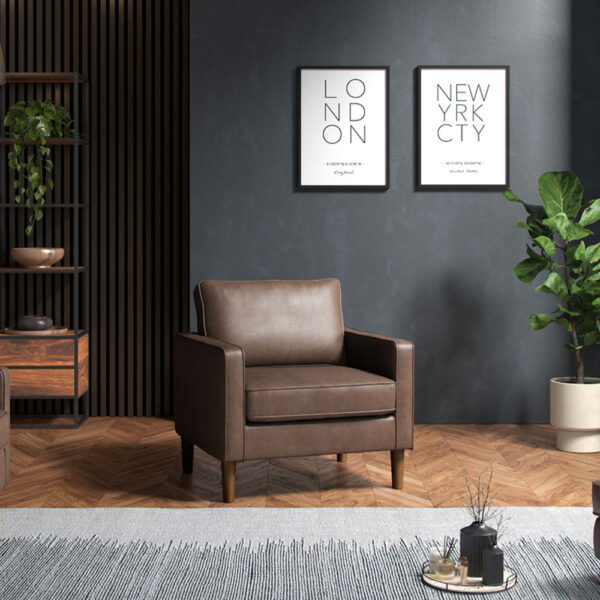 Wentworth - Armchair Faux Leather Brown