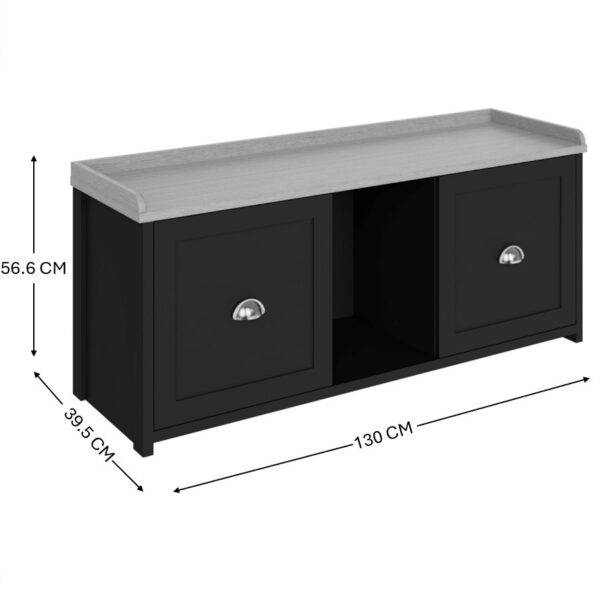 Fife Black 2 Door Shoe Bench | Assembly Required