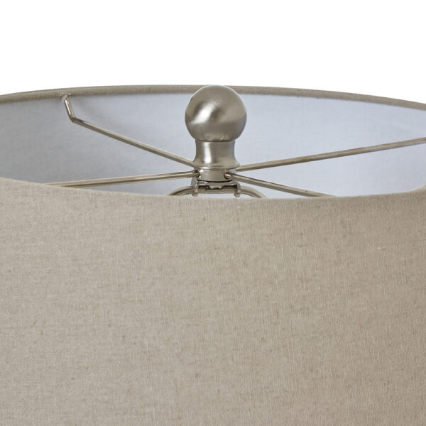 White Ceramic Pot Lamp With Linen Shade | Self Assembly