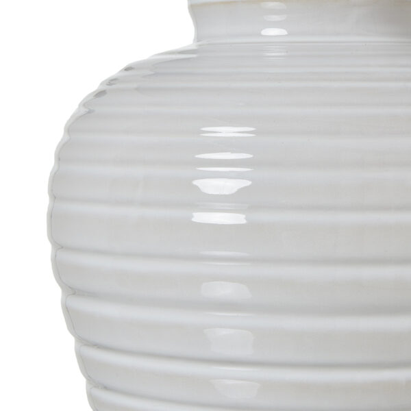 White Ceramic Pot Lamp With Linen Shade | Self Assembly