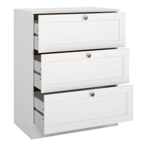 Bronte Chest with 3 Frame Drawers in White | Self Assembly