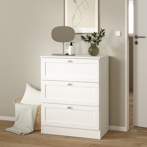 Bronte Chest with 3 Frame Drawers in White | Self Assembly