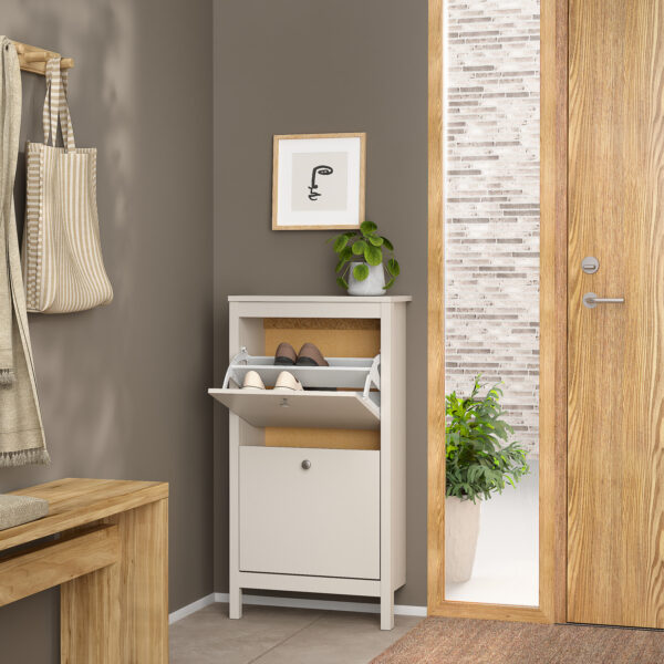 Ronda Shoe Cabinet 2 Flip Down Doors in Cashmere | Self Assembly